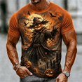 thumbnail image 2 of CONFREE Halloween Mens Short Sleeve Tshirts Crew Neck Spooky Pumpkin Ghost Graphic Lightweight Hallowmas T-Shirts for Men, 2 of 4