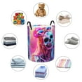 thumbnail image 4 of Balery Neon Skull With Milkshake Cesta de ropa redonda con asas, impermeable, independiente, para ropa, juguetes, dormitorio y familia-Small, 4 of 6