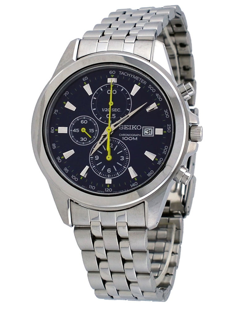 Seiko Men's SNDF03 Blue Dial Steel Bracelet Chronograph Watch 