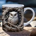 thumbnail image 1 of 3D Owl Ceramic Coffee Mark Cup, Tea Cup, Cute Broken Wall Pattern, 1 of 5