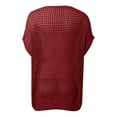 thumbnail image 7 of Crochet Coverups for Women Summer Cap Sleeve Hollow Out Casual Cruise Beach Vacation Tops Knit Pullover Sweater Wine 2XL, 7 of 7