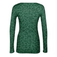 thumbnail image 5 of Long Sleeve Women Leopard Print Crewneck Tunic Tops Slim Fitted Basic T Shirt, 5 of 6