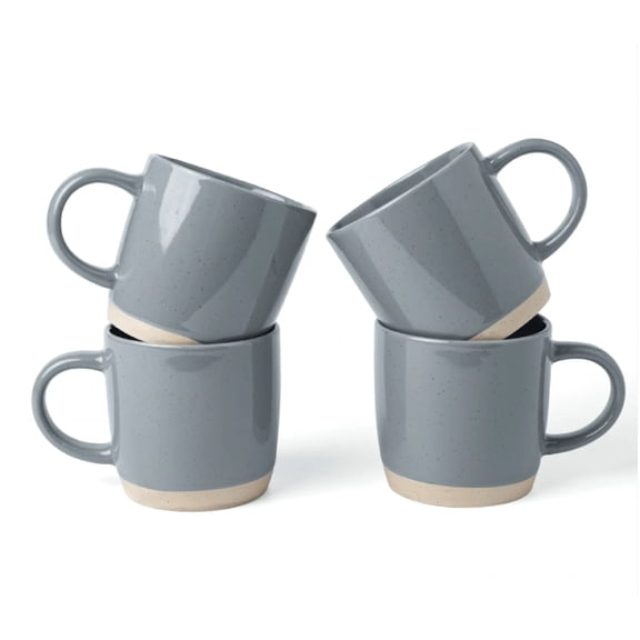 Dark Grey Coffee Mugs For 4, 12 Oz Mug Set, Dringking Cup With Handle For Coffee, Tea, Cocoa, Milk