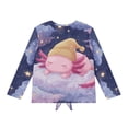 thumbnail image 5 of Xoenoiee Axolotl Cloud Star Print Kids Long Sleeve Tee Shirts Girls Casual Kids Crewneck Tops Tie Knot Front Tops Pullover Fall Clothes Active T-Shirts, 9-10 Year, 5 of 7