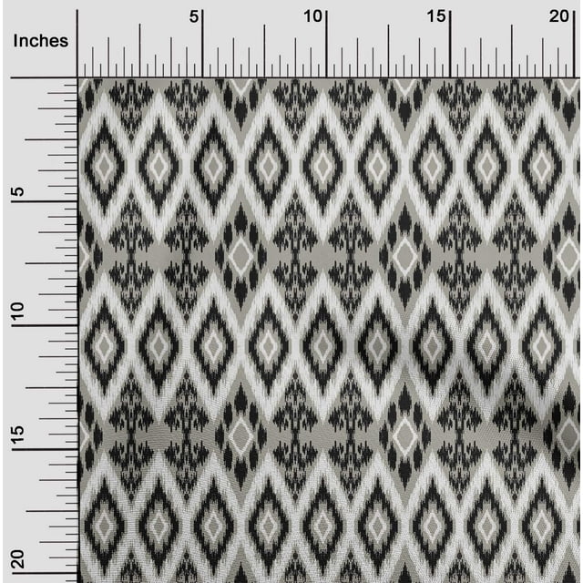 oneOone Cotton Poplin Fabric Geometric Ikat Print Fabric BTY 56 Inch Wide
