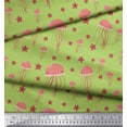 thumbnail image 3 of Soimoi Green Cotton Jersey Fabric Jelly & Starfish Ocean Printed Craft Fabric by the Yard 64 Inch Wide, 3 of 3