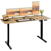 Walsunny Home Office Electric Standing Desk Height Adjustable Desk 63" x 23.6" Stand Up Computer Desk, Walnut Top Black Frame