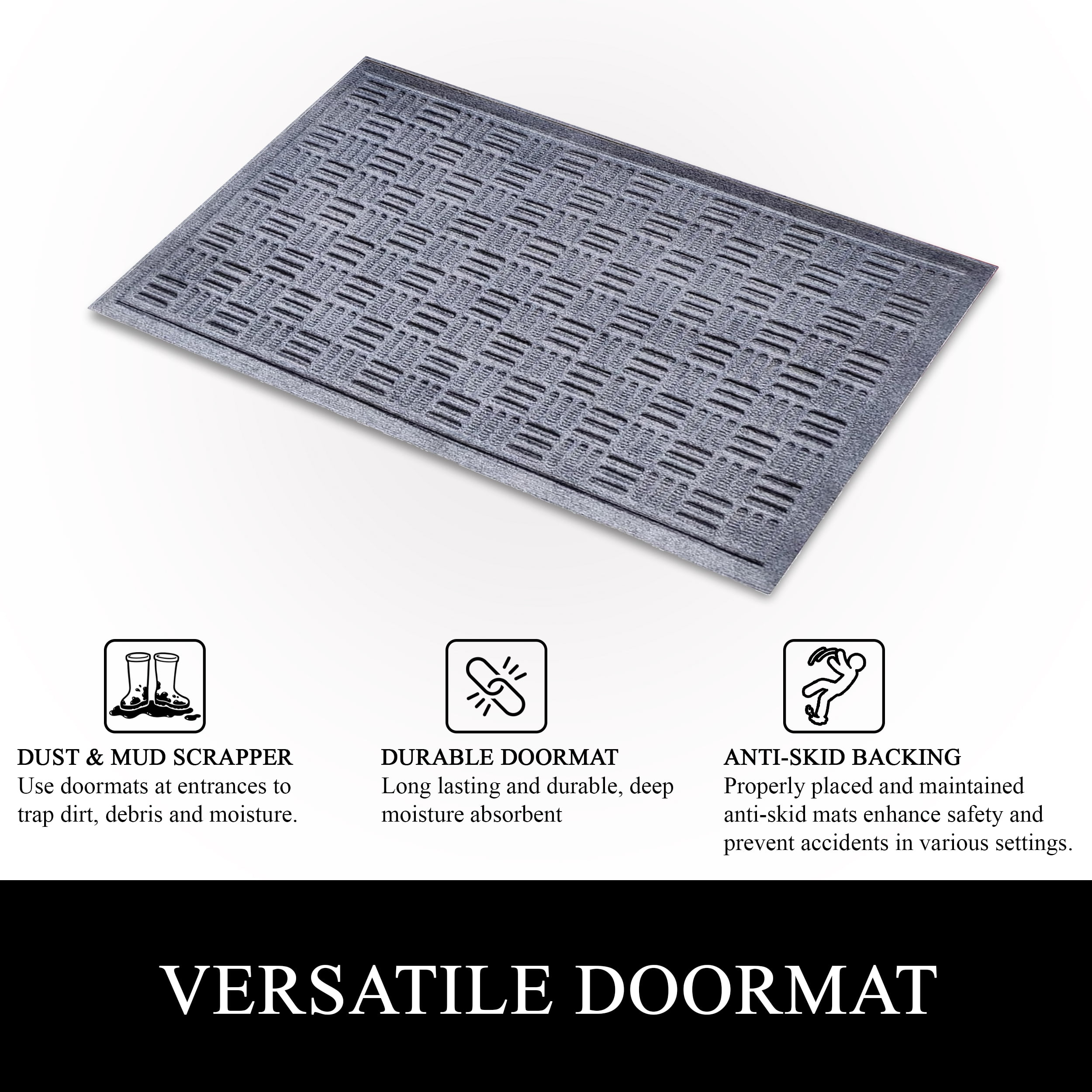 A1HC Indoor Outdoor Entrance Doormat - Durable Welcome Mat for Front and Back Doors, Non-Slip, Easy Clean, 24x36 inches, Dark Grey