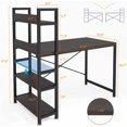 thumbnail image 3 of ZXNYH Small Computer Desk with Monitor Stand, 47 Inch Office Desk with CPU Shelf and Dual Storage Bookshelf for Small Space, Sturdy Writing Table with Keyboard Tray for Home, Natural, 3 of 5