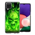 thumbnail image 1 of MUNDAZE Samsung Galaxy A22 Green Flaming Skull Double Layer Phone Case Cover, 1 of 3