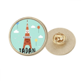 thumbnail image 1 of Japoneses locales viajar tyoko Tower Broche de oro metálico circular, 1 of 3
