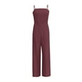 thumbnail image 4 of LEKODE Summer Overalls Womens Rompers for Summer Jumpsuits for Women Tank Crop Top Wide Leg Pants Set Women Suspenders Wrapped Chest Zipper Jumpsuit Tunic Trousers Summer Outfits for Women Red M, 4 of 4