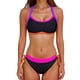 thumbnail image 1 of Conjunto de Bikini de Cintura Alta para las Mujeres Bloque de Color de Control Del Estómago Correa Ancha de Apoyo Trajes de Baño de Cintura Alta de Dos Piezas para las Mujeres, 1 of 8