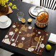 thumbnail image 3 of Yellow Flower Placemats Set of 6, Japanese Style Floral Leaf Textured Red Placemats for Dining Table, Place Mats for Kitchen Tabletop, Waterproof Wipeable Dining Table Mats Set, 3 of 9