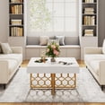 thumbnail image 3 of Tribesigns Square Coffee Table, White & Gold Coffee Table with Gold Base for Living Room Wood White Tea Table Low Coffee Table, 3 of 5