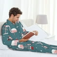 thumbnail image 6 of Naloa Flamingo Men’s Pajamas Set - Long Sleeve Button Down Sleep Shirt and Pajama Bottoms Sleepwear Set-Small, 6 of 7