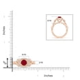thumbnail image 5 of ANGARA Natural Nature Inspired 1 ct Ruby Halo Ring with Leaf Motifs in 14K Rose Gold for Women (Size-6mm) | July Birthstone Jewelry for Her | Natural Ruby Rings, 5 of 9