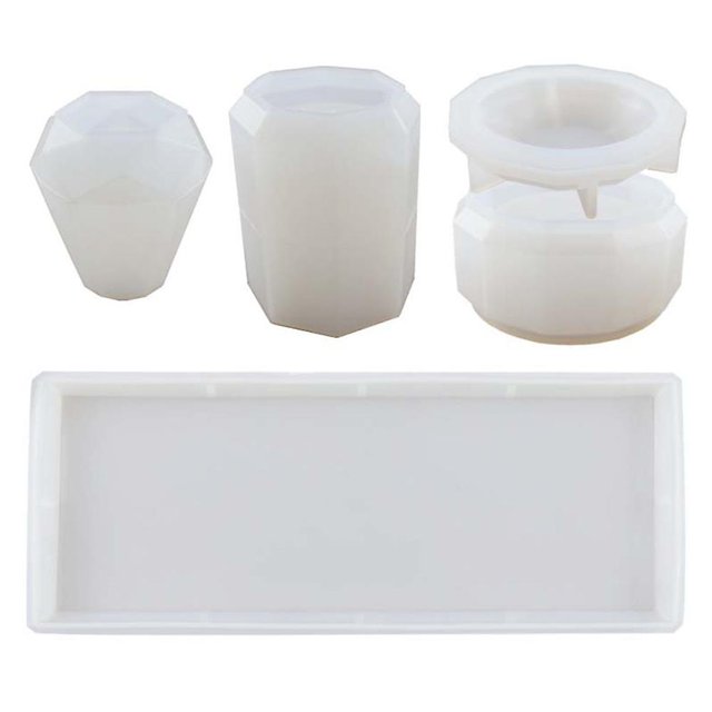 4 piezas caja de almacenamiento de baño molde de silicona de resina Afortunado Sencillez