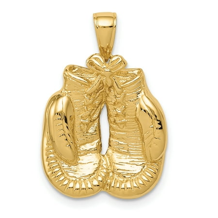14k Yellow Gold Solid Boxing Gloves Pendant Charm Necklace Sport Karate