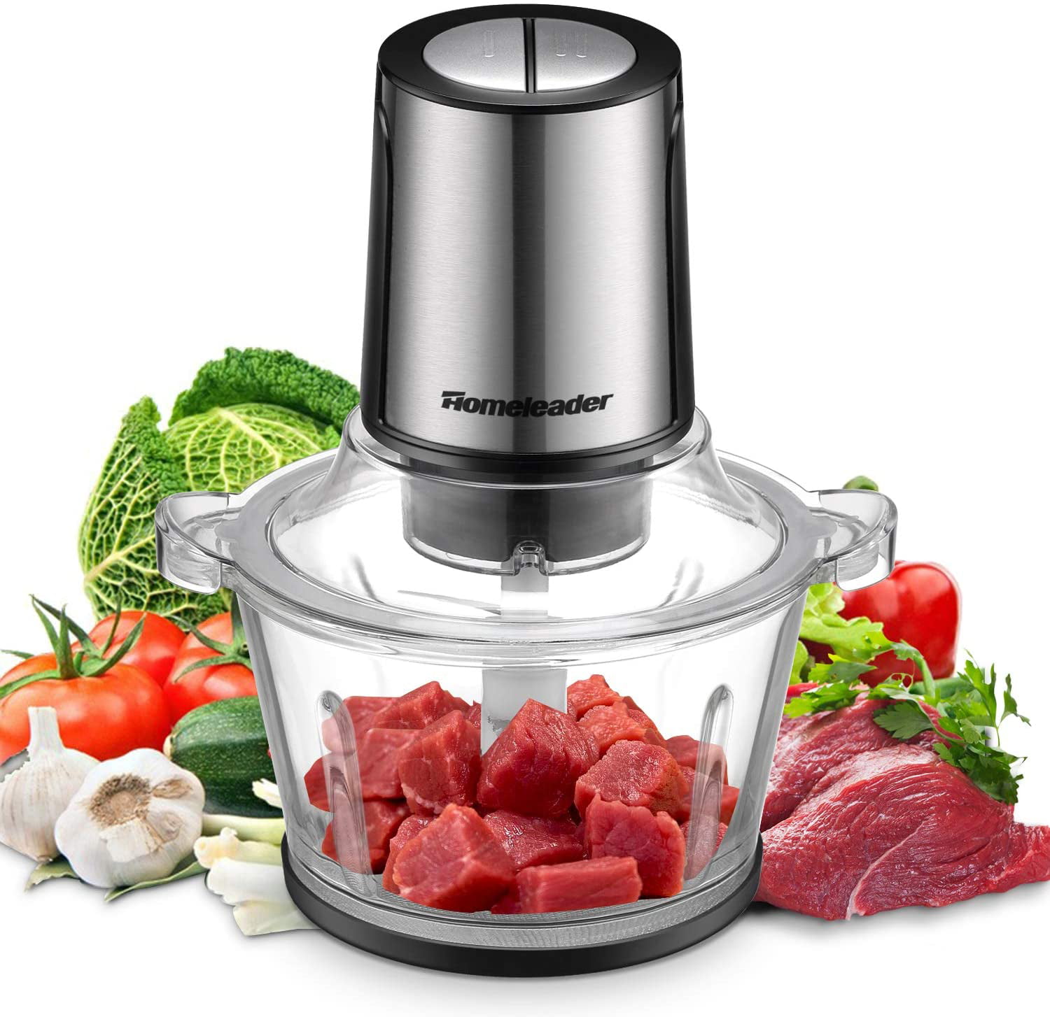 Costway Food Processor & Blender, 500W Professional Food Chopper with 3 Blades, 3-Speed Adjustment, Dual Safety Lock Design, Large Capacity Bowls, for