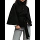 thumbnail image 2 of Ponchos con Mangas de Murciélago para Mujer, Abrigo de Lana con Cuello Alto y Cinturón, Chaqueta Corta de Invierno Negro L, 2 of 7