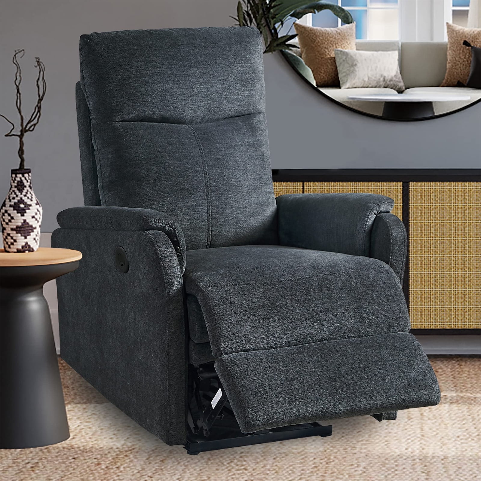 Electric Power Recliner Chair, Leather Reclining Chair with USB Ports