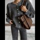thumbnail image 5 of Suéteres Tipo Cárdigan con Botones para Mujer, de Larga, Cuello Redondo, de Punto Suave y Holgado, para Otoño. Gris Oscuro L, 5 of 8
