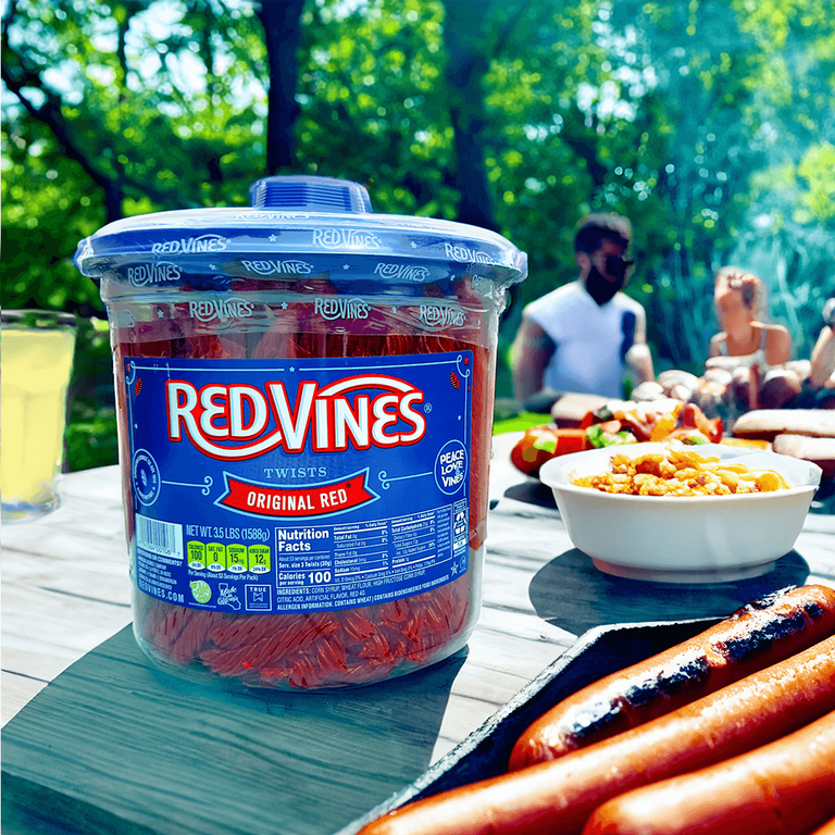Red Vines Original Licorice Chewy Candy, 3.5lbs Party Size Jar