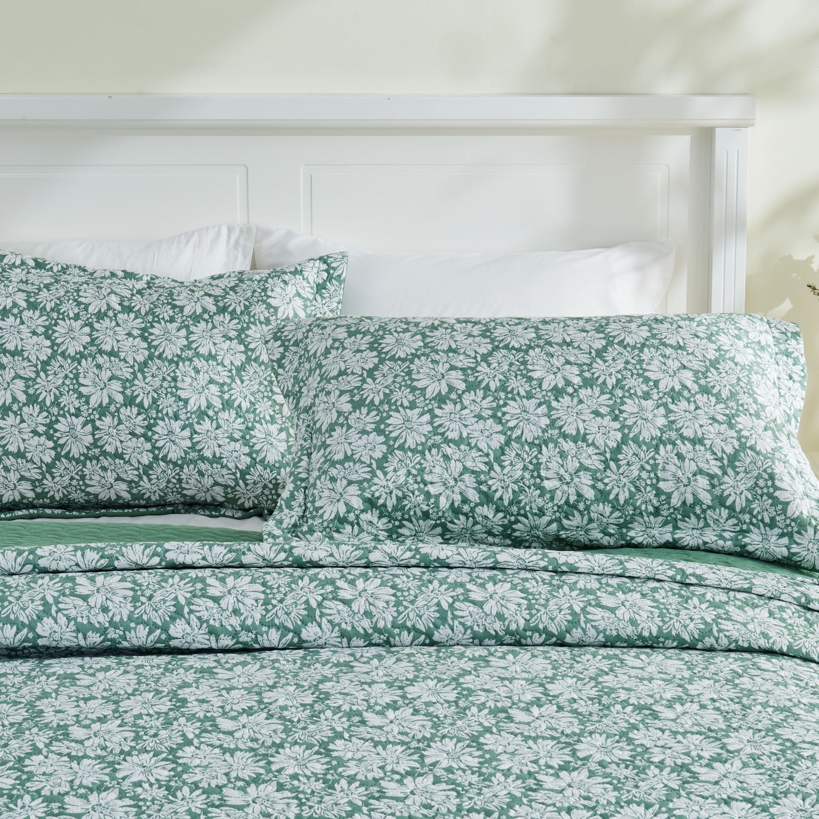 Gogreen Luxury Printed Quilt Set King Size, Lightweight Comforter Set, Oversized Bedspread Coverlet Quilted Bedding Set, with 2 Matching Pillowcases, for All Season