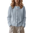 thumbnail image 2 of Kureaily Round Neck Colorful Button Knitted Cardigan Sweater Open Front Long Sleeve Casual Outwear Cozy Lightweight Pullover Top For Daily Wear Cardigan Outerwear, 2 of 5
