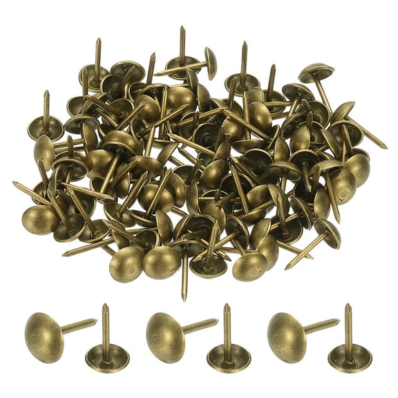 Uxcell Upholstery Tacks Vintage Thumb Nails Pins Round Head Metal Push Tack Pin for DIY Furniture Sofa Chair Decor 0.39" x 1/4"