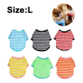 thumbnail image 2 of 6 piezas de camiseta a rayas para perros, camisa para perros, ropa transpirable para mascotas, sudadera colorida para cachorros, ropa para perros, 2 of 5