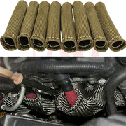 8Pcs Brown 1200°F Car Spark Plug Wire Boots Heat Shield Protector Sleeve Cover For SBC BBC 350