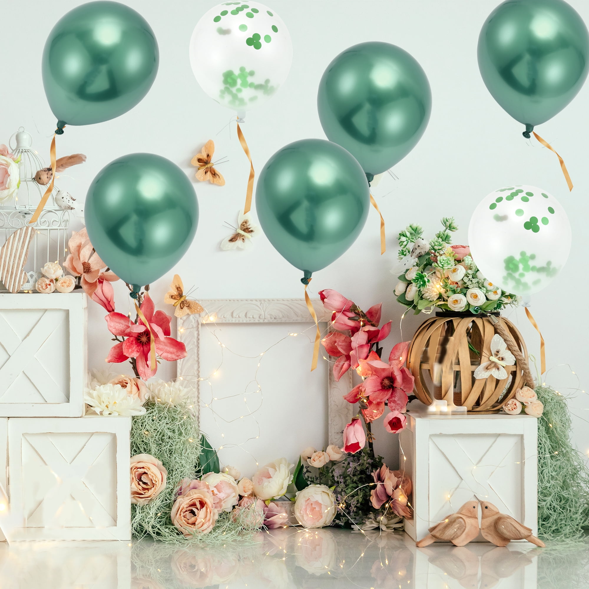 Unique Bargains 16Pcs Latex Party Wedding Graduation Anniversary Decoration Green