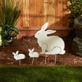 thumbnail image 2 of Home Decorative Rabbit Family White Metal Garden Stake Set, 2 of 5