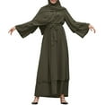 thumbnail image 2 of IBTOM CASTLE Women's Chiffon Muslim Cardigan Kaftan Middle East Arabian Abaya Dress Casual Islamic Cover up Long Dresses XXL Army Green, 2 of 8