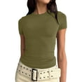 thumbnail image 2 of Tshirts Shirts for Women Short Sleeve Basic Summer Crew Neck Crop Outing Layered Slim Fit Tank Tops Sizes XL, 2 of 4