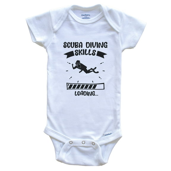 Scuba Diving Skills Loading Funny Scuba Diving Baby Bodysuit, 0-3 months white