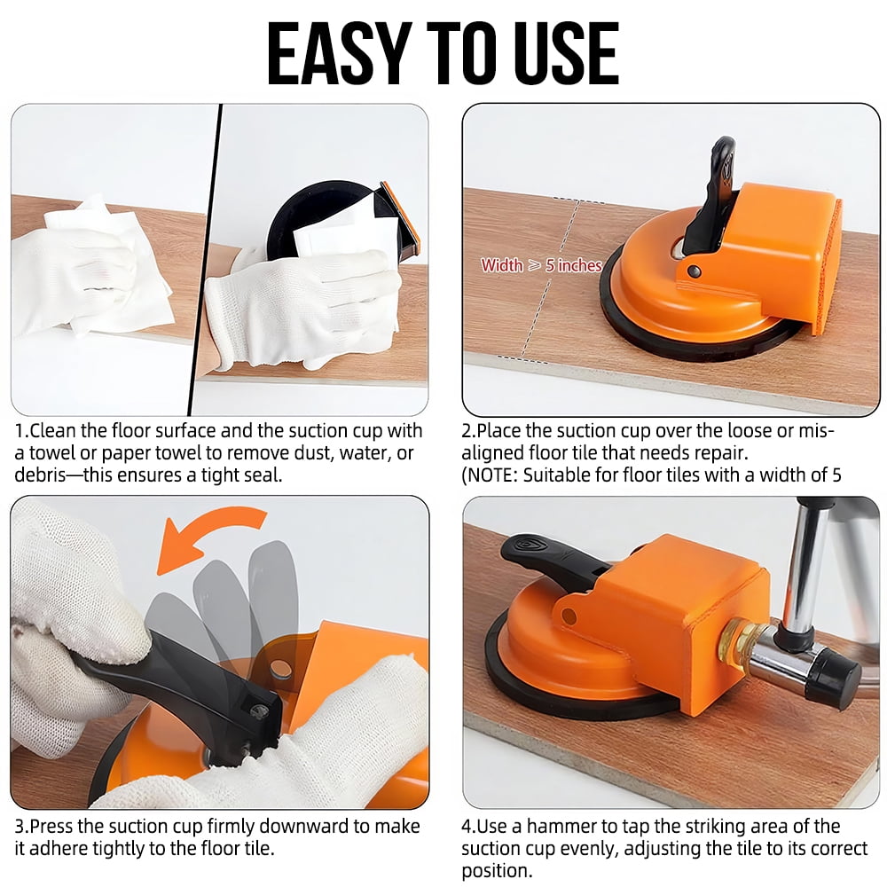 Heavy Duty Floor Gap Fixer Tool, Iron Laminate Floor Gap Repair Tool with Enhanced Suction Cup & 3 Sticky Pads for LVP Vinyl Wood Laminate Flooring Installation & Gap Adjustment Flooring Tools