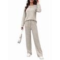 thumbnail image 3 of Pijama de Dos Piezas para Mujer, Moda de Otoño, Traje de Punto Acanalado, Ropa Deportiva Informal de Larga. Colorante de Avena L, 3 of 9