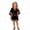Black, variant on Girls Summer 2 Piece Outfits Striped V Neck 3/4 Sleeve Loose Fit Top and Elastic Waist Shorts Set Trendy Color Block Matching Sets Casual Resort Wear Beach Vacation Travel Outfits