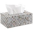 thumbnail image 1 of MyGift Handcrafted White Glass Mosaic Tiled Design Facial Tissue Refill Holder, Decorative Napkin Box Cover, 1 of 2