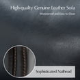 thumbnail image 4 of Tina's Home Genuine Leather Sofa with Rolled Arms and Nailhead Trims for Living Room, NAVY, 4 of 7