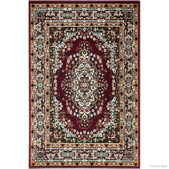 Allstar Rugs Allstar Woven Traditional Persian Floral Design Rug Burgundy 5' 2"x7' 0" 5' x 8'