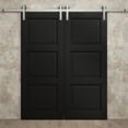 thumbnail image 6 of Modern Double Barn Door 36 x 80 inches | Ego 5010 Painted Black Oak | 13FT Silver Rail Track Set | Solid Panel Interior Doors, 6 of 6