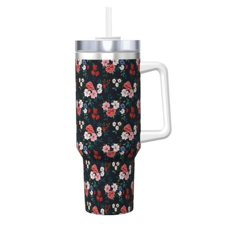

Zeuib Space D Printed Insulated Stainless Steel Hot/Cold Coffee Cup 40oz Ice Bully With Handle Tumbler with Straw and Handle Insulated Water Bottle Travel Mug Cup