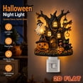thumbnail image 3 of Halloween Decorations Halloween Tree House Night Light Plug in Spooky Cute Ghost Pumpkin Wall Decor for Home Party, 3 of 6