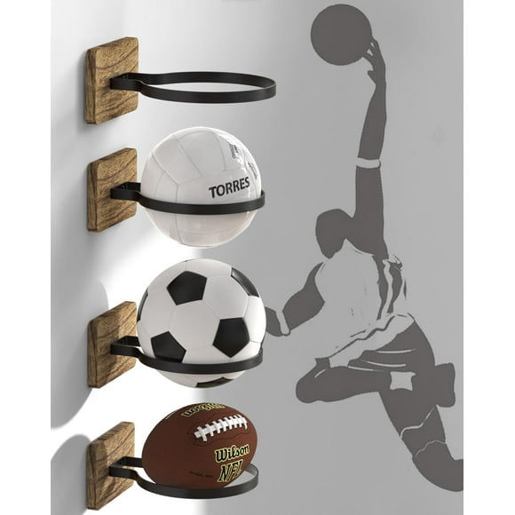 Soporte de baloncesto AIDILI para montaje en pared, base de madera, 4 unidades