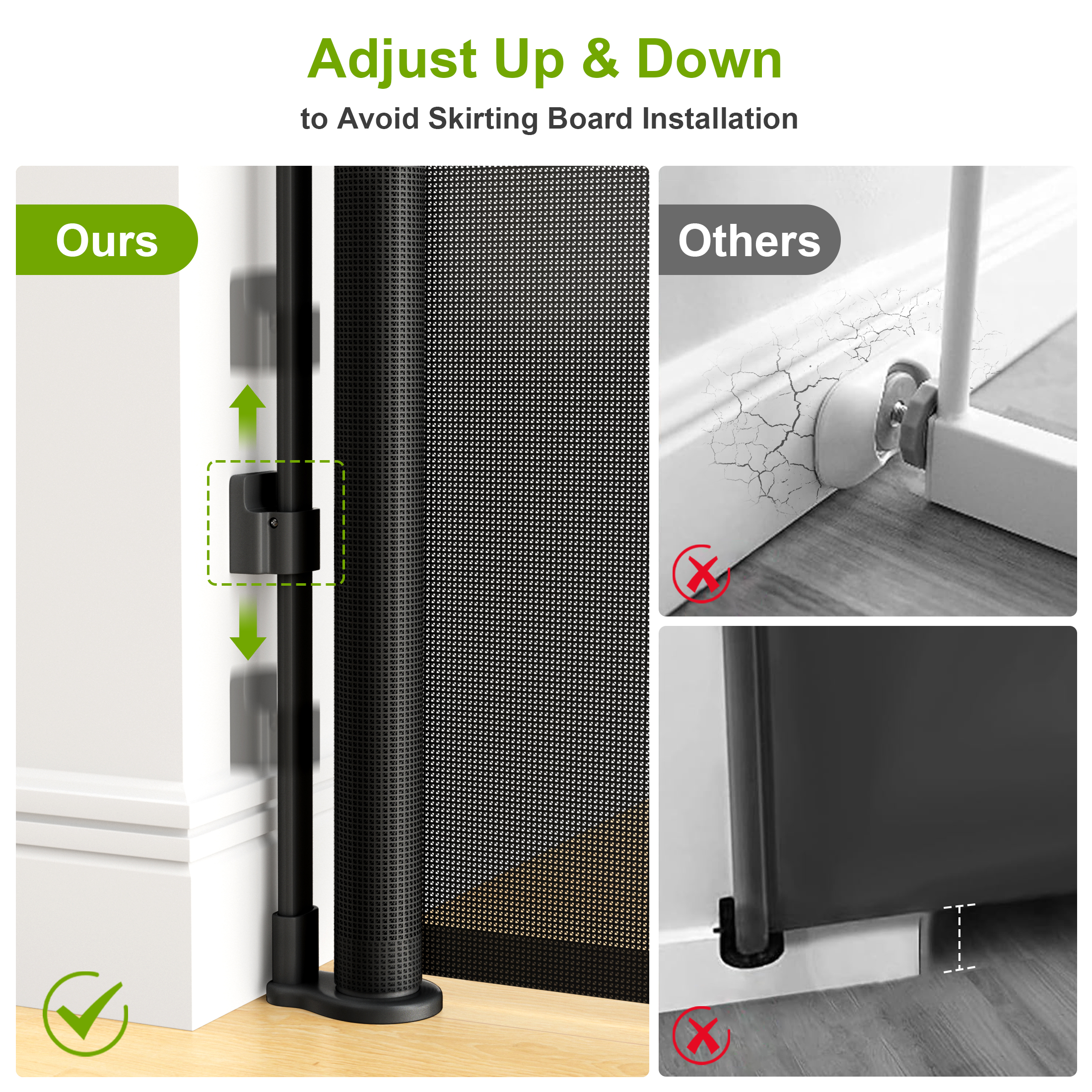 Vomeast Retractable Gates,Extends up to 55in Wide Baby Safety Gates Dog Gate for Doorways Stairs Hallways(Black)