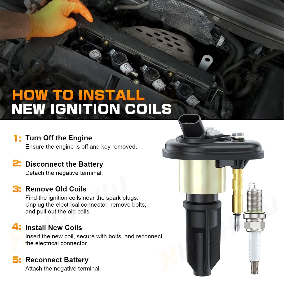 6 Pack Ignition Coils and 6 Iridium Spark Plugs Kit For 2004-2005 Buick Rainier 4.2L l6